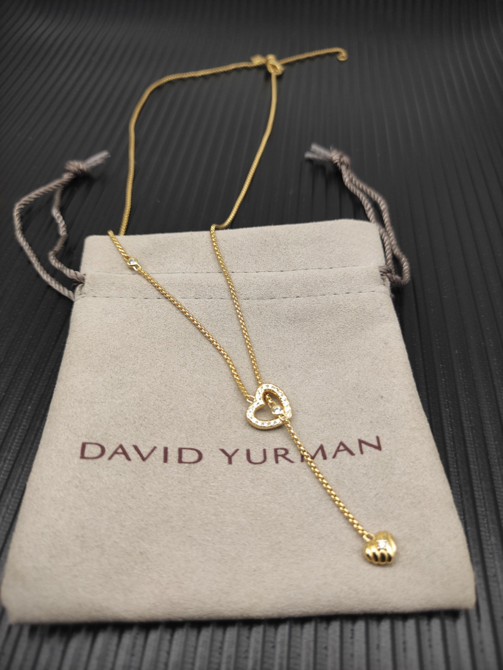 David Yurman Gold Double Heart Diamond Necklace